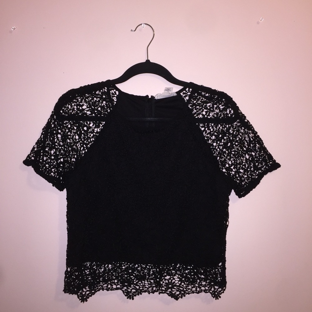 Forever 21 Black Lace/Floral see through crop top